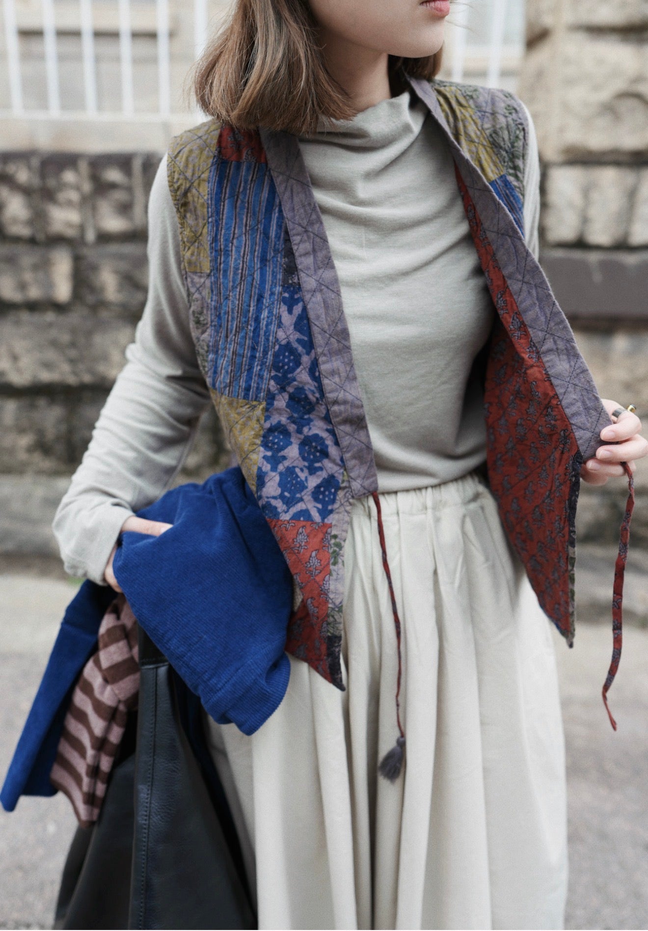 MZ894 PATCHWORK WRAP VEST