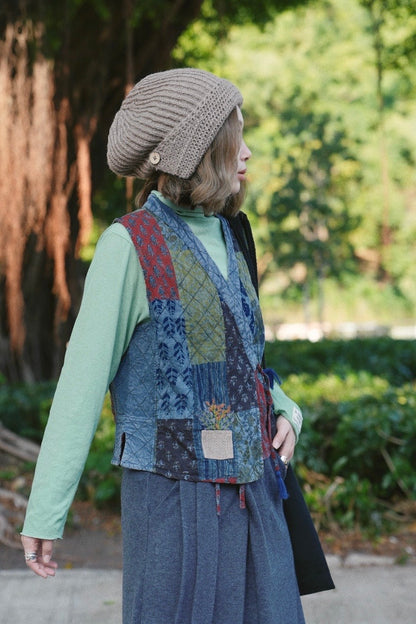 MZ894 PATCHWORK WRAP VEST