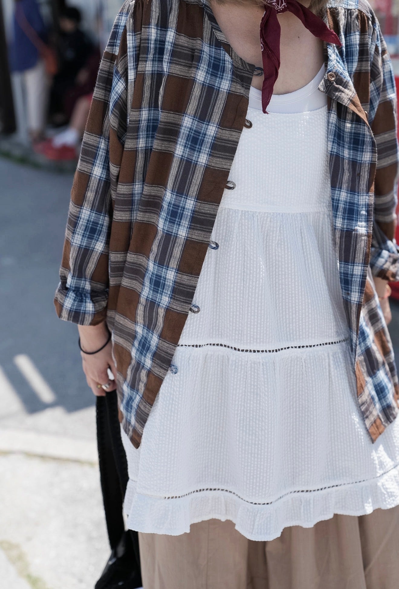 CB100 SEERSUCKER LAYER DRESS