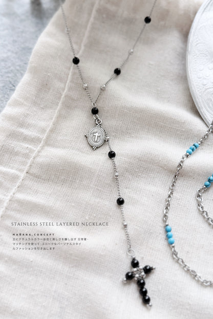 MB013 STAINLESS STEEL LAYERED NECKLACE