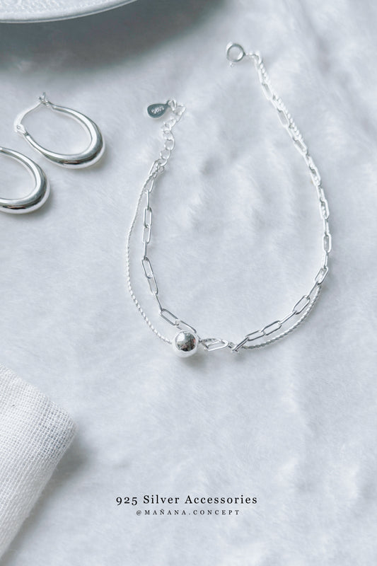 MZ827 SILVER 925 BEAD LAYERING BRACELET