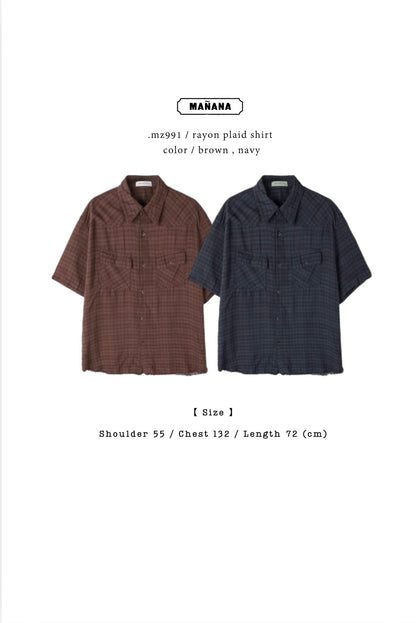 MZ991 RAYON PLAID SHIRT