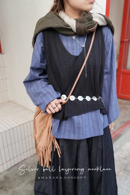 MZ964 SILVER BALL LAYERING NECKLACE