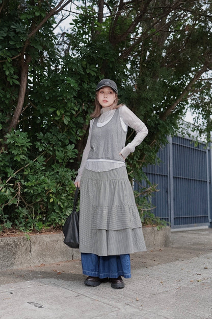 MZ977 ASYMMETRIC STRIPED SKIRT