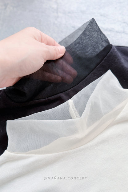 MZ956 MESH HALF NECK BASIC TOP