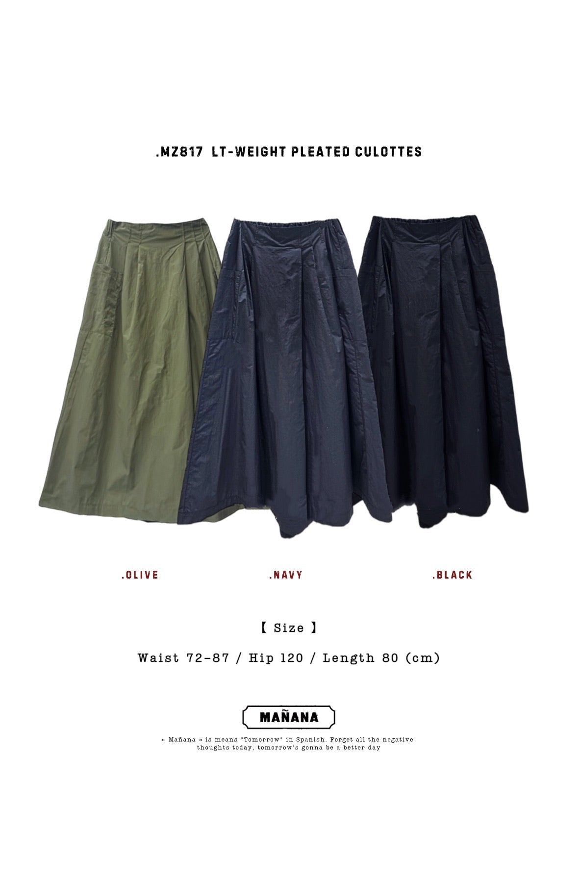 MZ817 LT-WEIGHT PLEATED CULOTTES