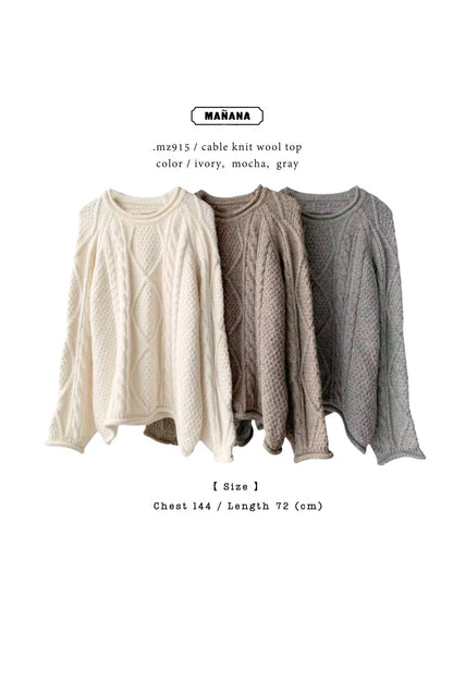 MZ915 CABLE KNIT WOOL TOP
