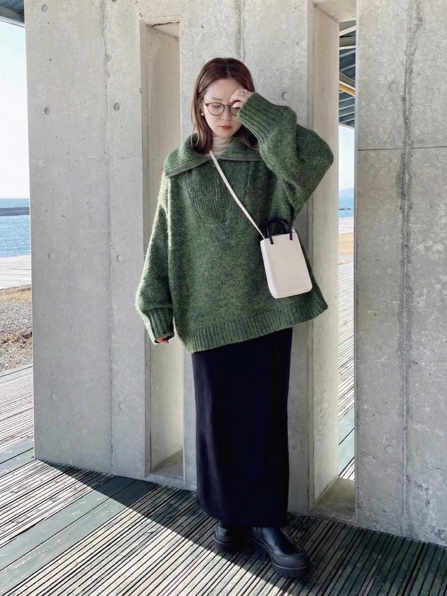 NA464 HALF ZIP KNIT SWEATER