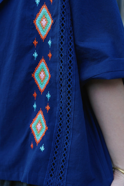 MZ818 NATIVE EMBROIDERED LACE SHIRT