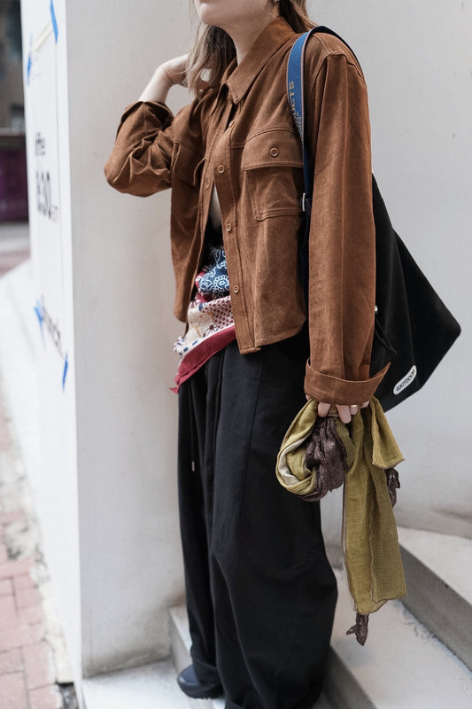 MZ897 SUEDE SHIRT TOP SET