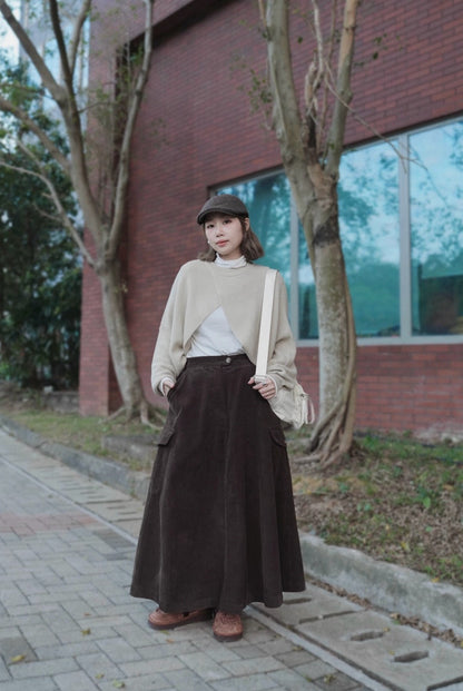 MZ871 CORDUROY CARGO SKIRT