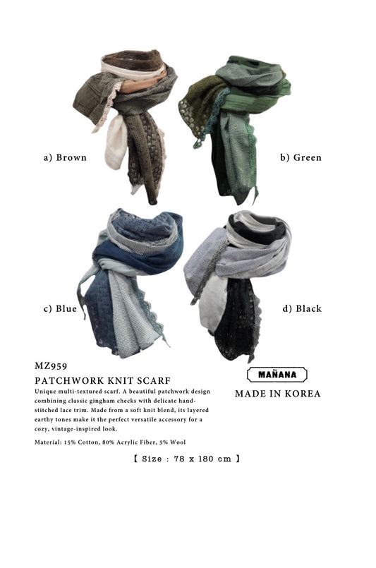 MZ959 PATCHWORK KNIT SCARF