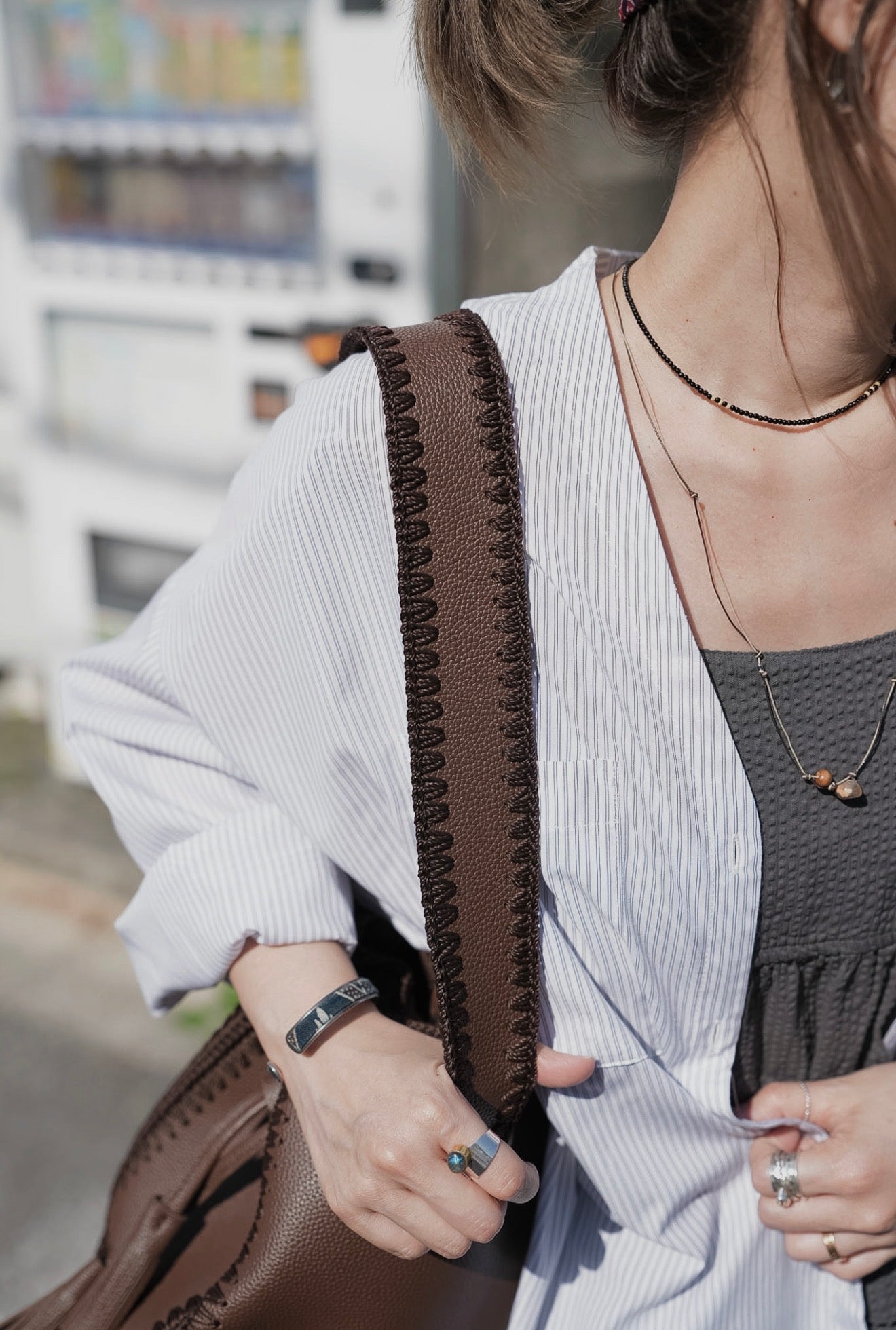 NA469 EASY CARE V NECK STRIPED SHIRT