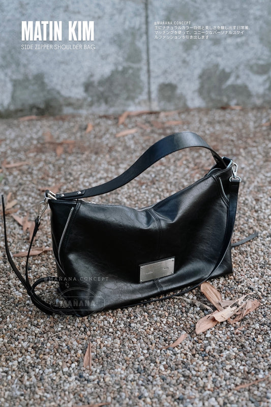 ❗️斷貨王❗️MATIN KIM SIDE ZIPPER SHOULDER BAG - BLACK/GREY/DK BROWN