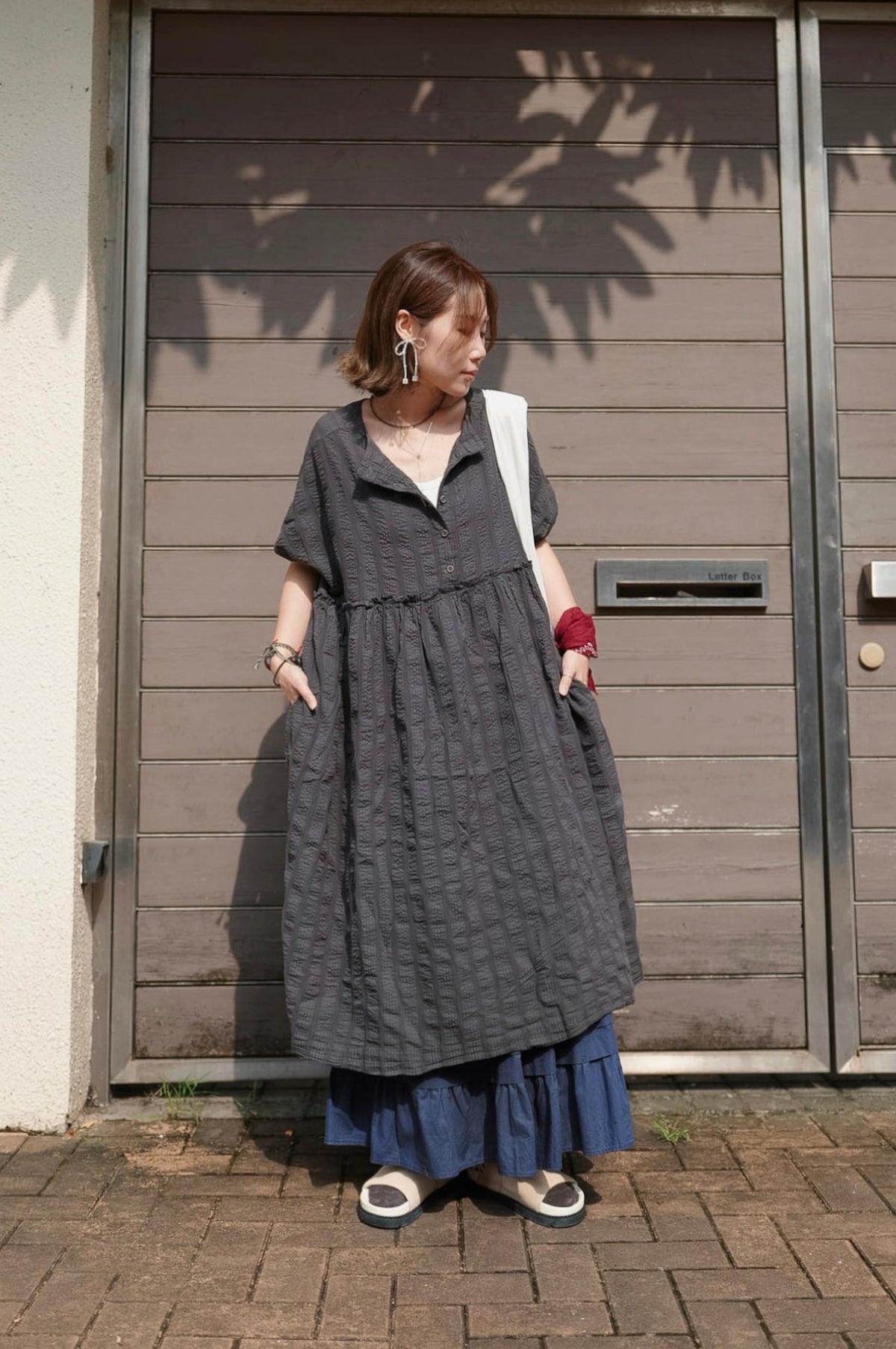 CB144 2WAY CRINKLE DOBBY DRESS