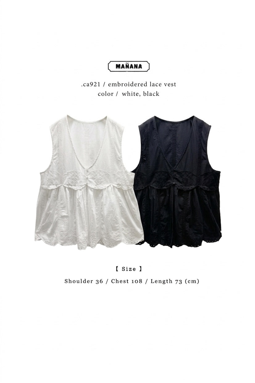 CA921 EMBROIDERED LACE VEST