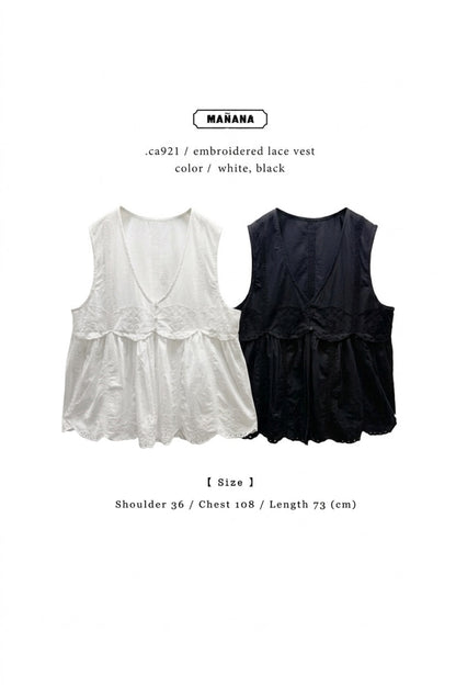 CA921 EMBROIDERED LACE VEST