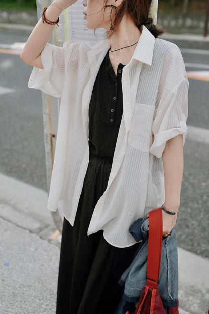 MB045 LIGHT-WEIGHT STRIPED SHIRT