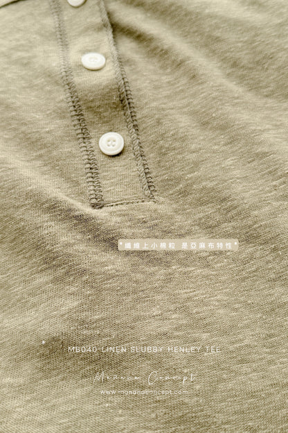 MB040 LINEN SLUBBY HENLEY TEE