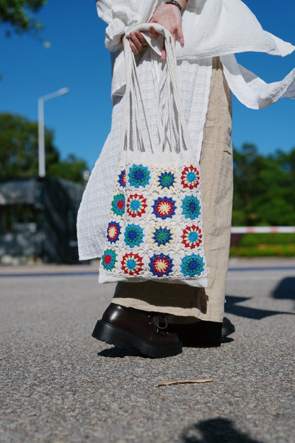 NA456 ETHNIC CROCHET TOTE BAG / 3 COLORS