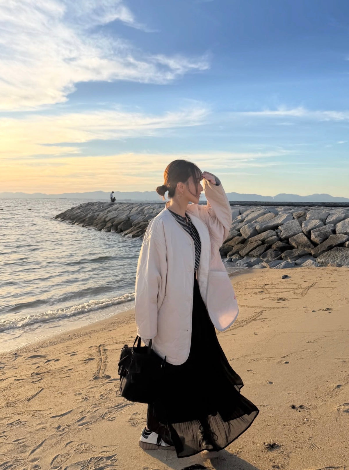 NA462 WAVY QUILTED MIDDLE COAT 【送$100】