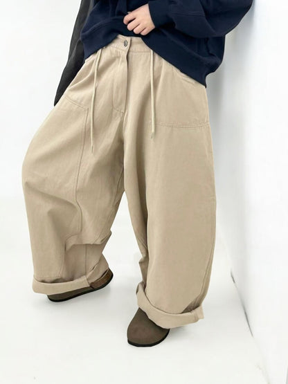 MZ939 BALLOON COTTON STRING WIDE PANTS