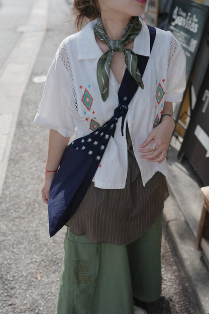 MZ818 NATIVE EMBROIDERED LACE SHIRT