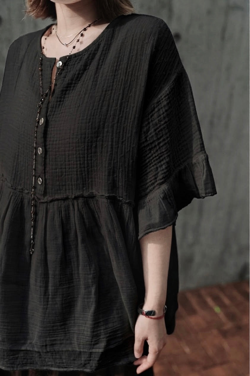 CB140 SWISS DOT COTTON GAUZE BLOUSE
