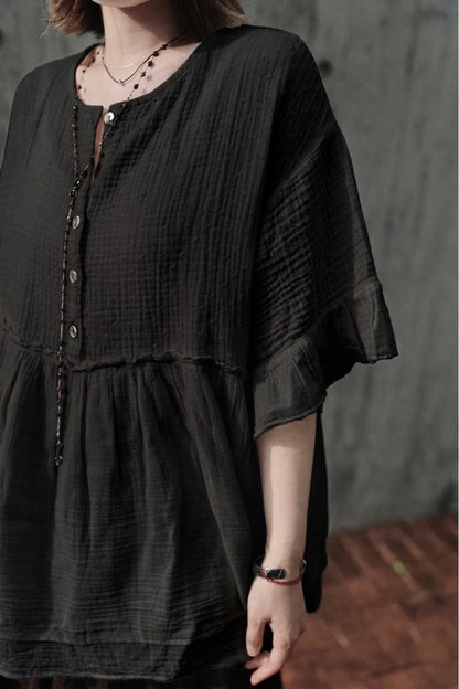 CB140 SWISS DOT COTTON GAUZE BLOUSE