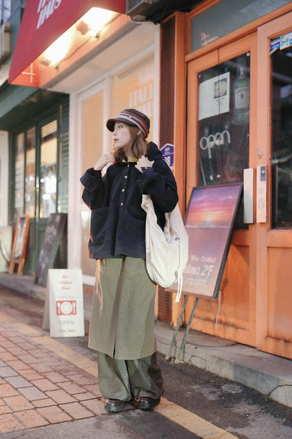 MZ923 HERRINGBONE WOOL SKIRT