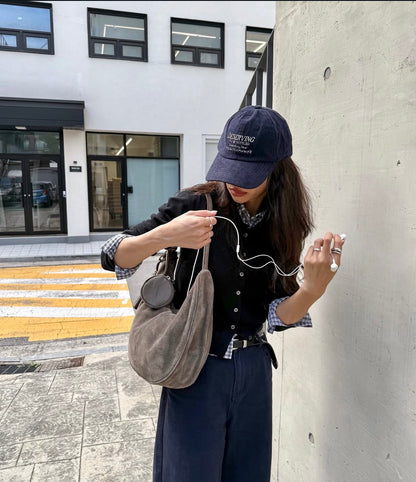 MZ943 ITALIAN LEATHER HANDMADE CURVE SHOULDER BAG