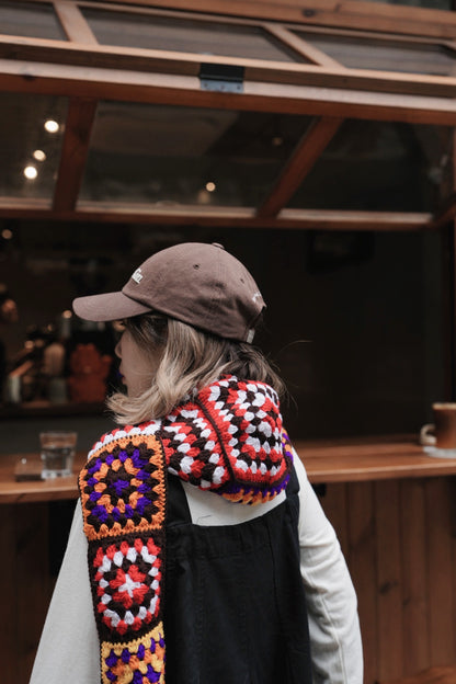 NA465 CROCHET GRANNY SQUARES HOODED SCARF