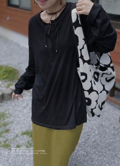 MB054 HENRY NECK DRAPY LONG TEE 【買2件-$20】