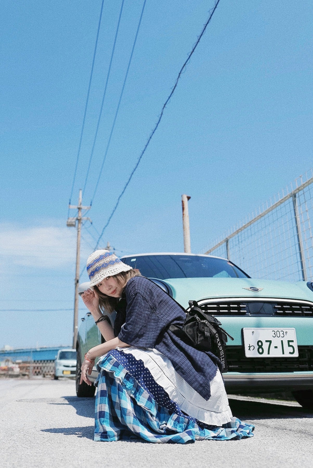 CB101 PATCHWORK PLAID & POLKA DOT MAXI SKIRT