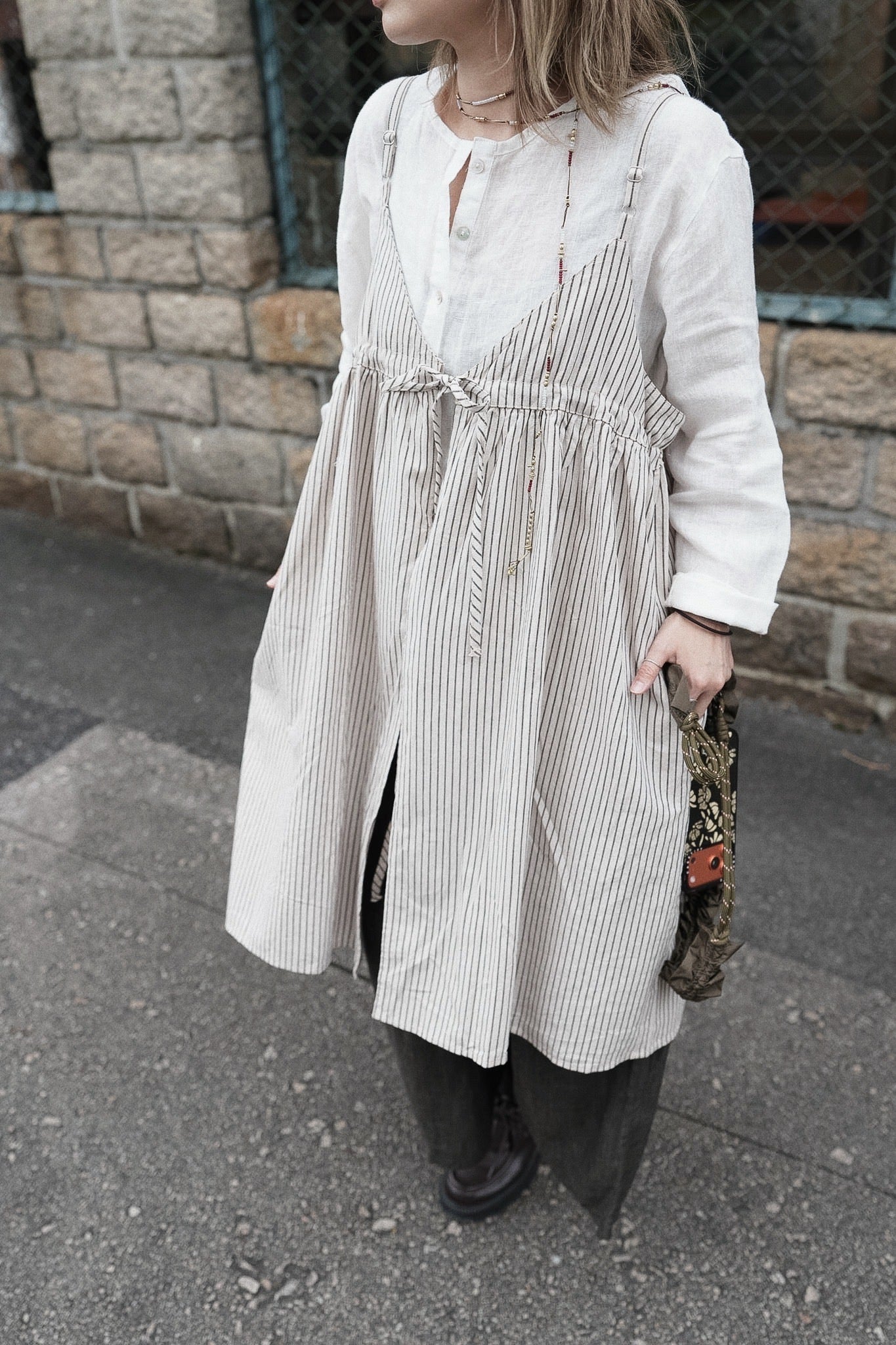 CB102 2WAY STRIPED LAYER DRESS