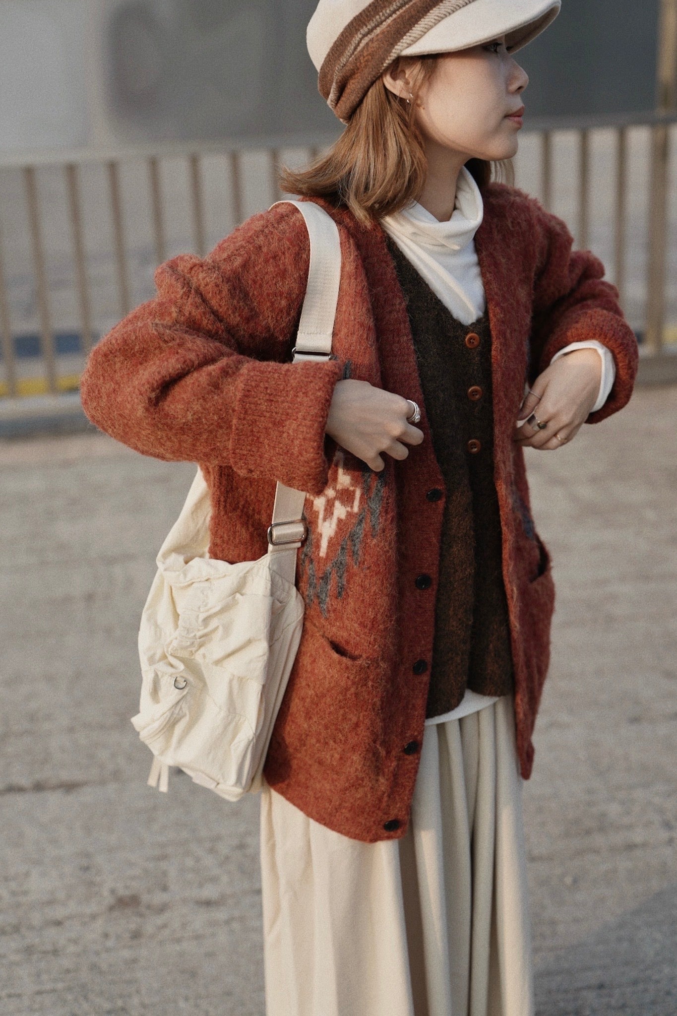 MZ924 KND CHIMAYO BRUSHED KNIT CARDIGAN