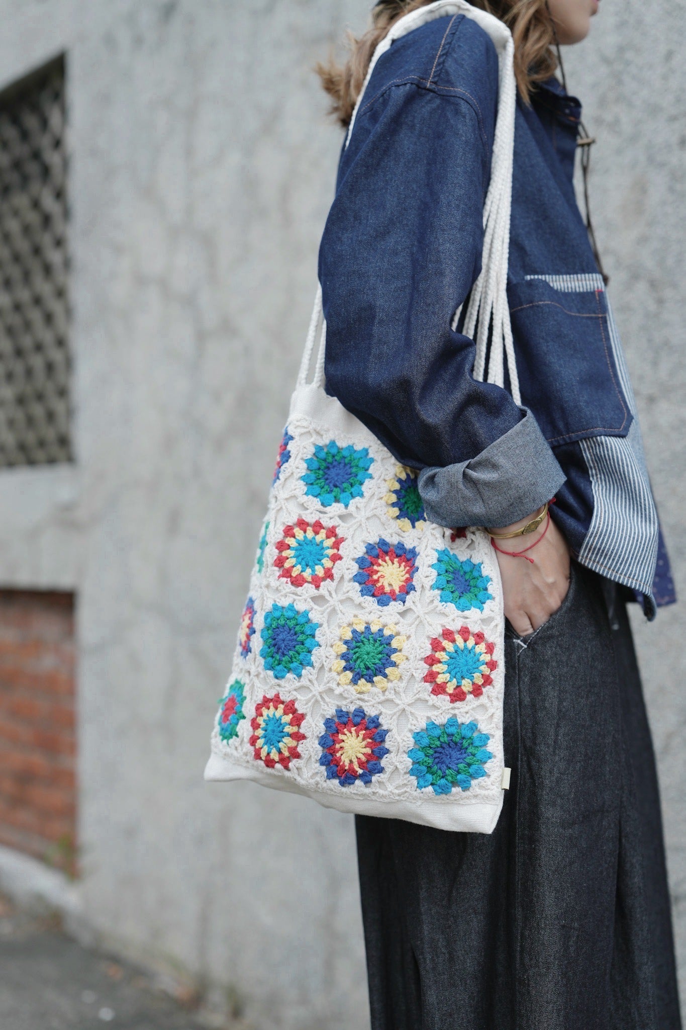 NA456 ETHNIC CROCHET TOTE BAG / 3 COLORS