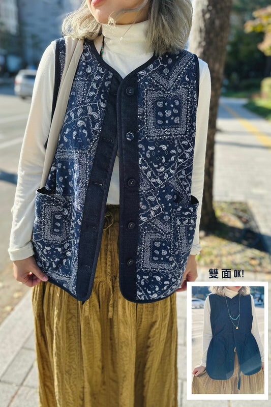 MZ855 REVERSIBLE BANDANA QUILTING VEST