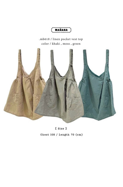 MB018 LINEN POCKET VEST TOP