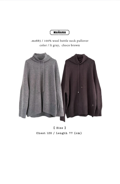 MZ885 100% WOOL BOTTLE NECK PULLOVER