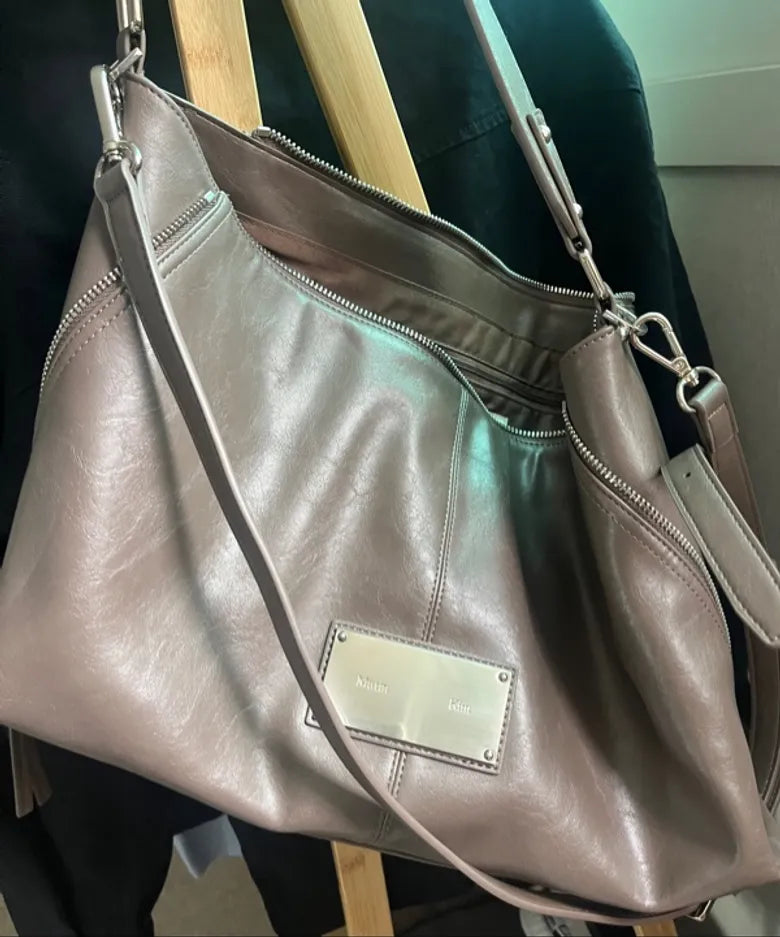 ❗️斷貨王❗️MATIN KIM SIDE ZIPPER SHOULDER BAG - BLACK/GREY/DK BROWN