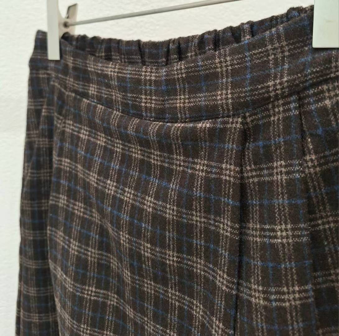 MZ937 SUEDE PLAID SKIRT PANTS