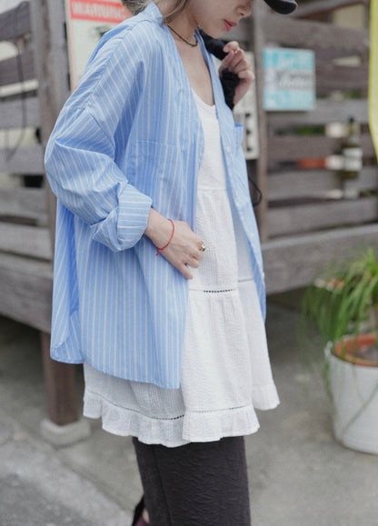 NA469 EASY CARE V NECK STRIPED SHIRT