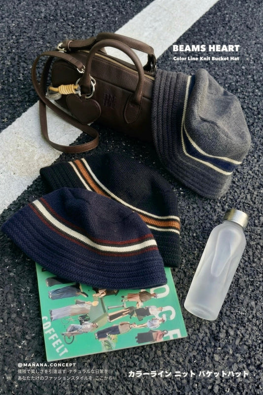 BEAMS HEART COLOR LINE KNIT BUCKET HAT