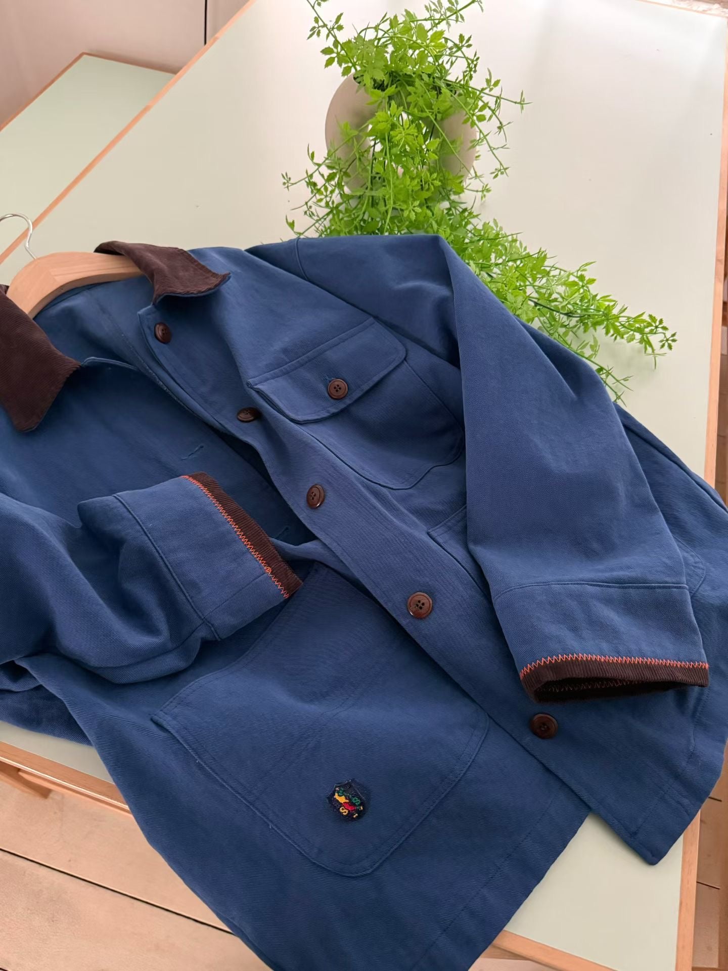 MZ848 CONTRASTED-COLLAR WORKER JACKET