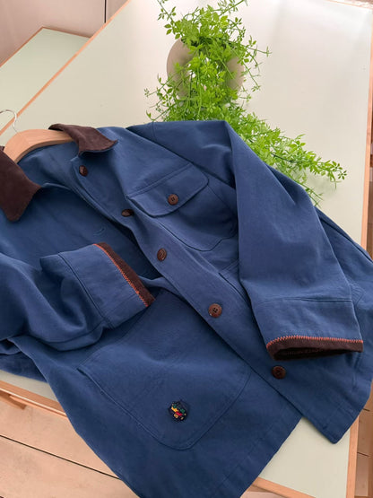 MZ848 CONTRASTED-COLLAR WORKER JACKET