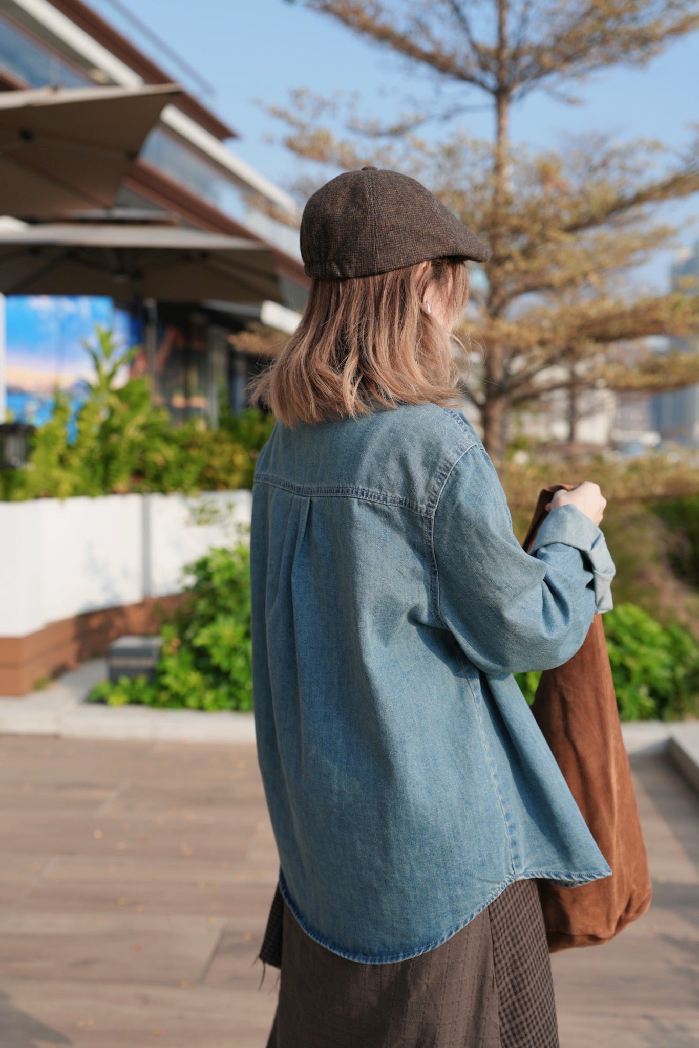 MZ948 RUFFLED COLLAR NECK DENIM SHIRT