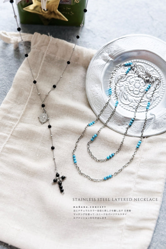 MB013 STAINLESS STEEL LAYERED NECKLACE
