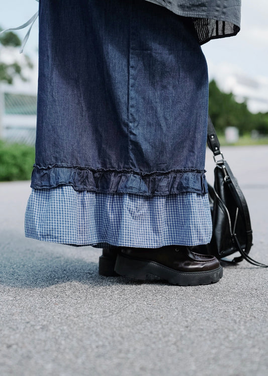 CB120 LAYERED RUFFLE DENIM JEANS