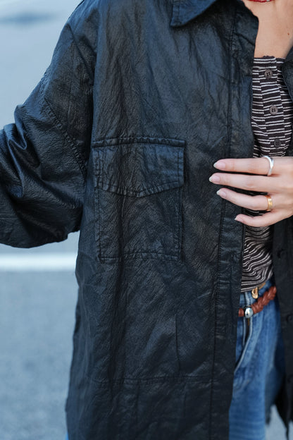 MB062 FAUX LEATHER SHIRT